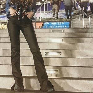 Dark green pleather Rock & Roll Denim Pants